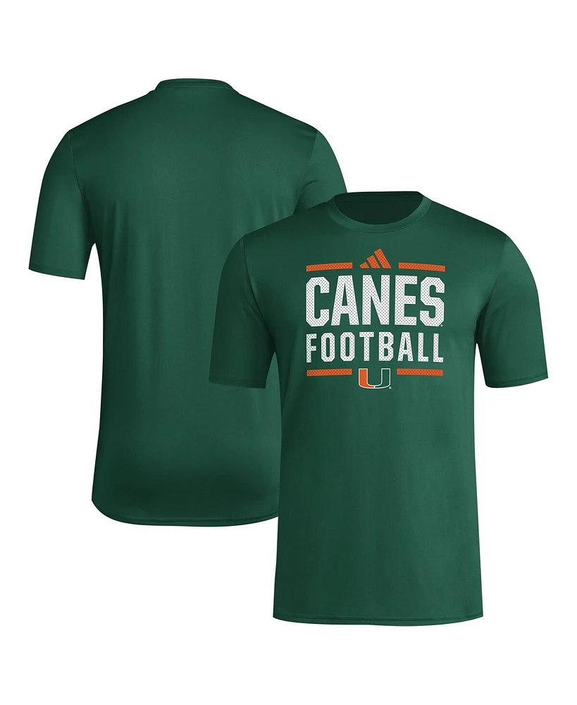 Adidas Men's Miami Hurricanes Locker Football Pre-Game Aeroready T-Shirt