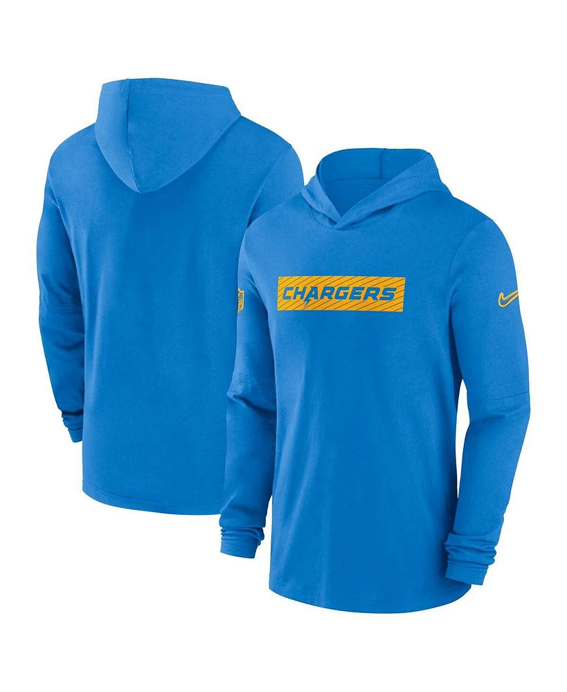 Nike Men's Powder Blue Los Angeles Chargers Sideline Hoodie Performance Long Sleeve T-Shirt