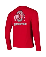 Colosseum Men's Scarlet Ohio State Buckeyes Logo Lockup 3-Hit Active Blend Long Sleeve T-Shirt