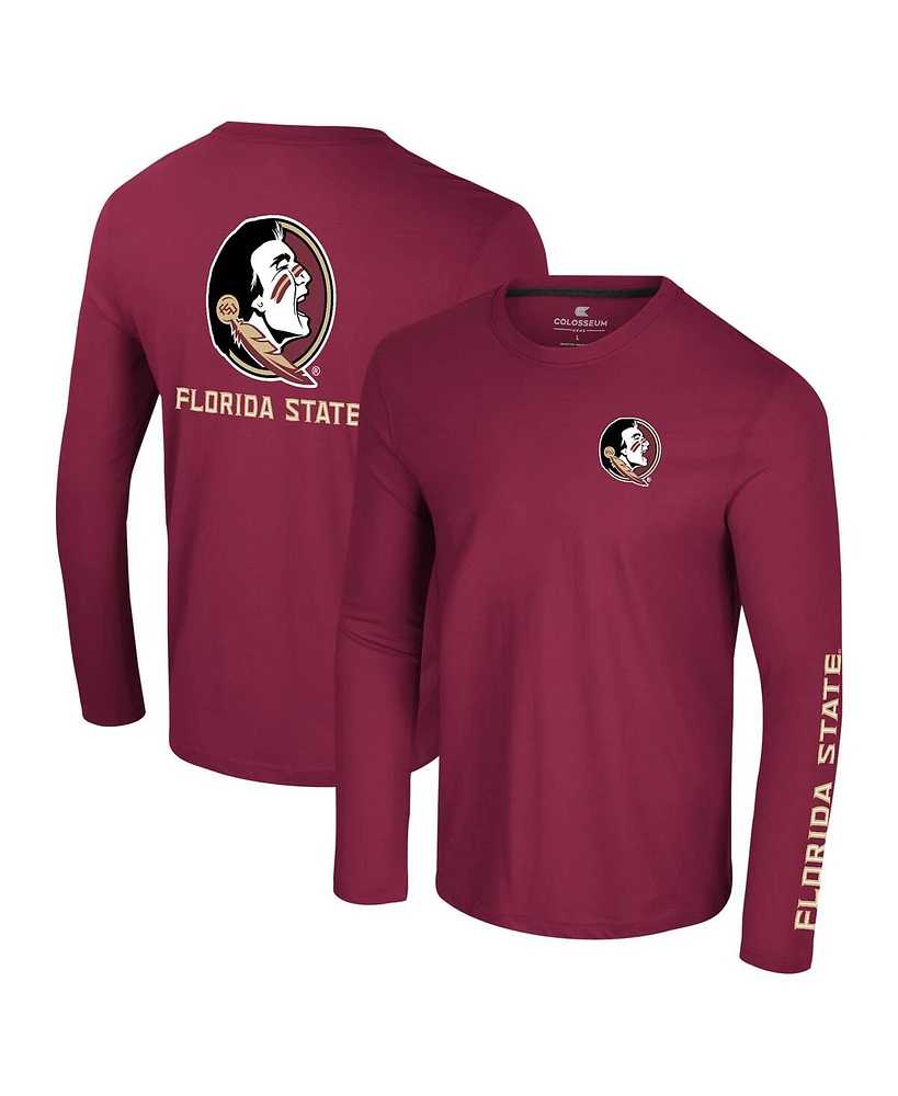 Colosseum Men's Garnet Florida State Seminoles Logo Lockup 3-Hit Active Blend Long Sleeve T-Shirt