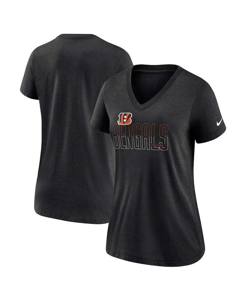 Nike Women's Heathered Black Cincinnati Bengals Lock Up Tri-Blend V-Neck T-Shirt