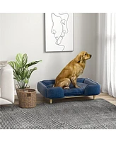 PawHut Raised Dog Couch with Cushion for Large-Sized Dogs, Dark Blue