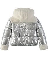 Sam Edelman Little Girls Metallic With Sherpa Puffer