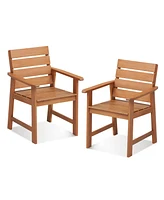 Vebreda 2 Piece Patio Hardwood Chair with Slatted Seat and Inclined Backrest