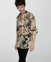 Mango Women's Semi-Transparent Printed Shirt