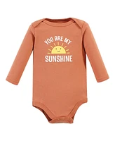 Hudson Baby Baby Girls Cotton Long-Sleeve Bodysuits, Sunshine Rainbows 3-Pack, 3-6 Months - Sunshine rainbows 3