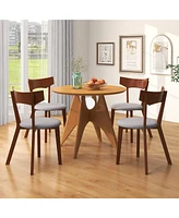 Skonyon Wooden Dining Chair Set of 2 with Rubber Wood Legs and Padded Seat Cushion