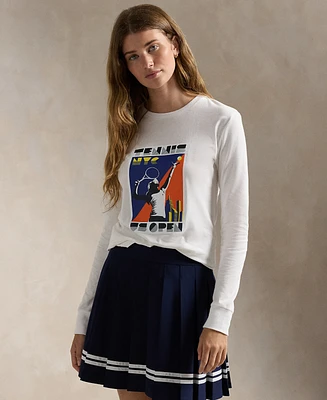 Polo Ralph Lauren Women's Us Open Graphic Jersey Long-Sleeve Tee