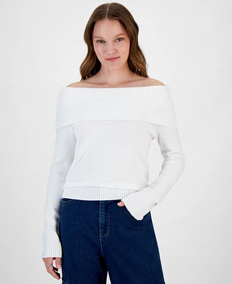 Hippie Rose Juniors' Off-The-Shoulder Sweater