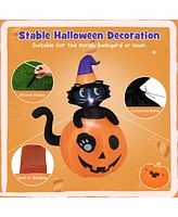 Givimo 5 Feet Inflatable Halloween Pumpkin with Witch's Black Cat