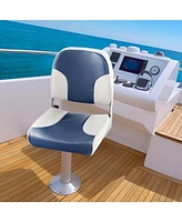 Skonyon 2 Pieces Low Back Boat Seat Set with Sponge Padding and Aluminum Hinges