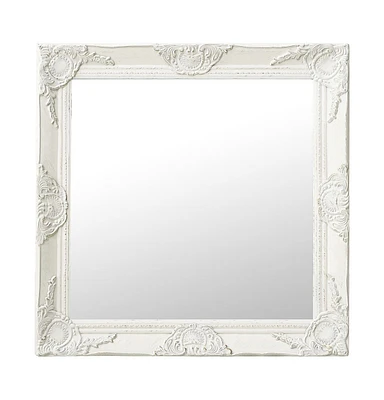 vidaXL Wall Mirror Baroque Style 23.6"x23.6" White