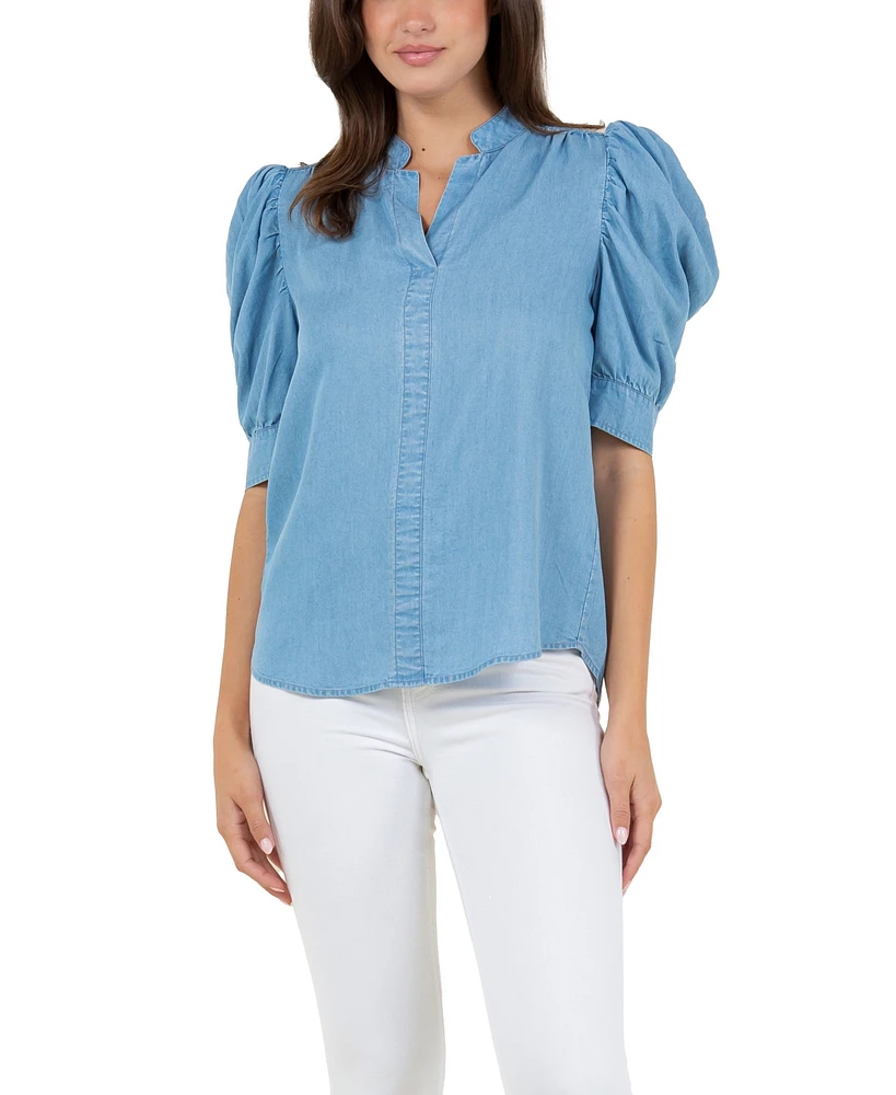 Fever Women's Ruched Sleeve Top