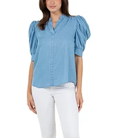 Fever Women's Ruched Sleeve Top
