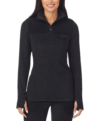 Cuddl Duds Petite Fleecewear Long-Sleeve Collared Top