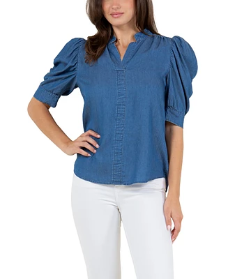 Fever Women's Ruched Sleeve Top