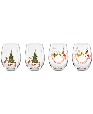 Lenox Grinchmas Stemless Wine Glasses, Set of 4