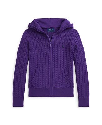 Polo Ralph Lauren Big Girls Mini Cable Cotton Full Zip Hoodie