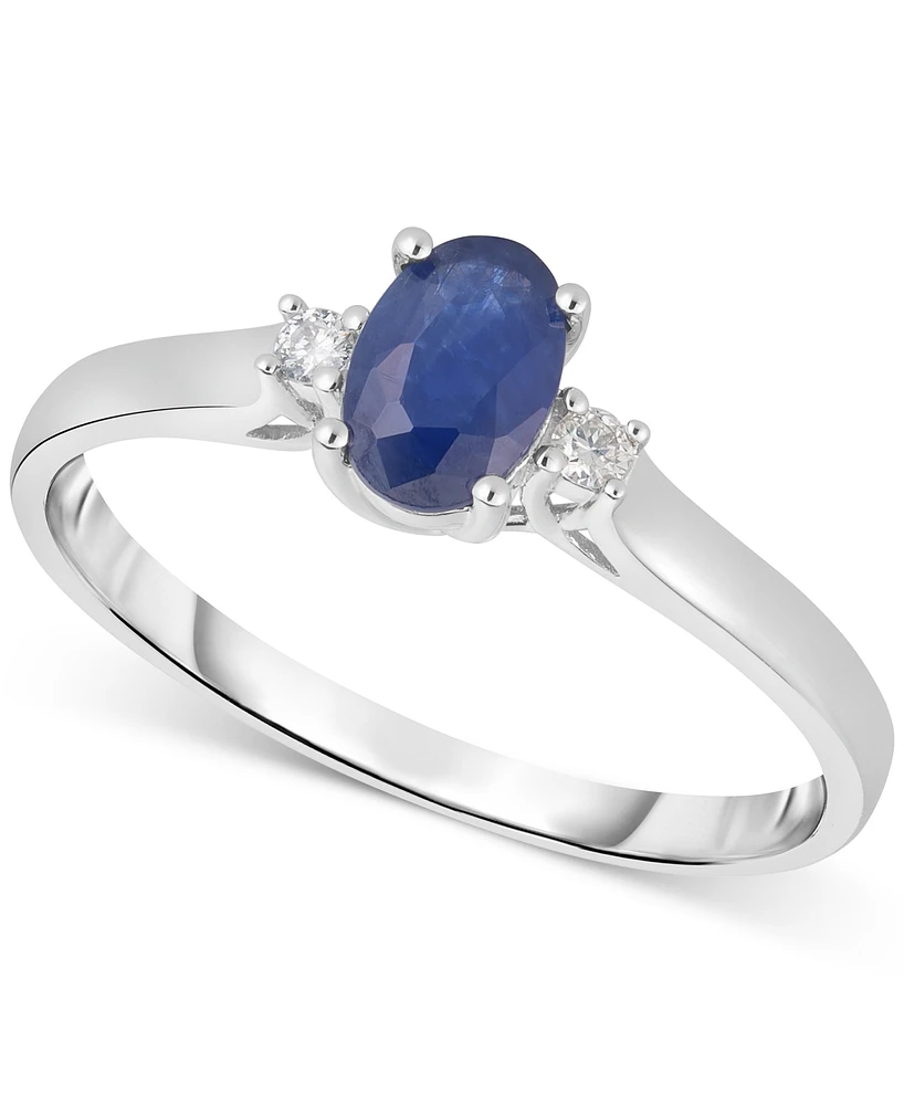 Sapphire (1/2 ct. t.w.) & Diamond Accent Oval Ring in 14k White Gold