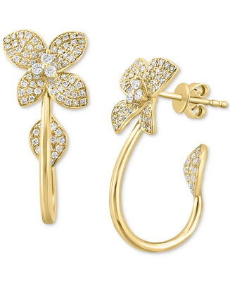 Effy Diamond Flower Pave Hoop Earrings (5/8 ct. t.w.) in 14k Gold