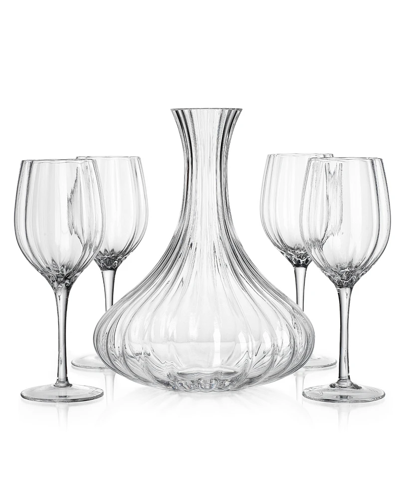 Godinger 5 Piece Wine Carafe Set with 4 Goblets