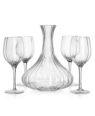 Godinger 5 Piece Wine Carafe Set with 4 Goblets