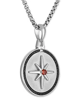 Bulova Marc Anthony Men's Orange Sapphire (1/8 ct. t.w.) & Black Diamond (1/4 ct. t.w.) North Star Pendant Necklace in Sterling Silver