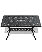 Simplie Fun 6-Person Rectangular Outdoor Aluminum Patio Dining Table