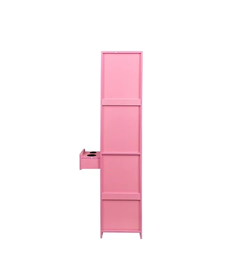 Simplie Fun Pink modern simple hair desk, multi-layer storage space