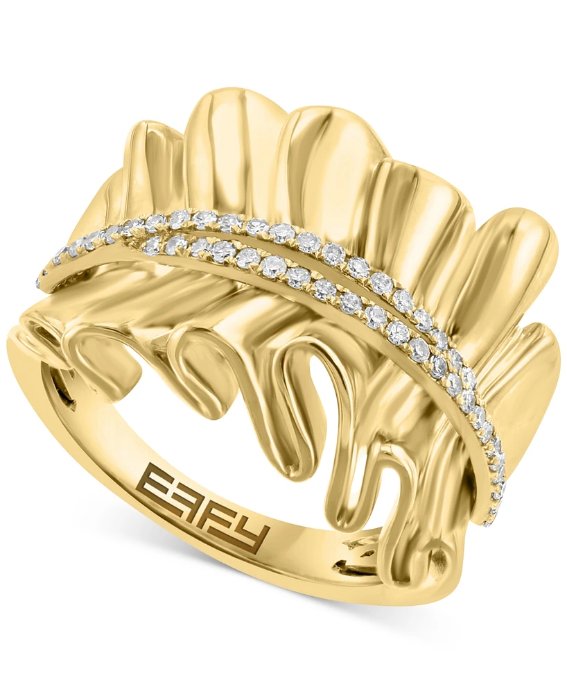 Effy Diamond Double Row Wavy Statement Ring (1/4 ct. t.w.) in 14k Gold