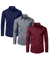 Blue Ice Men's Long Sleeve Classic Dress Shirt- 3 Pack