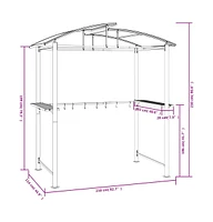 vidaXL Bbq Gazebo with Side Shelves Anthracite 82.7"x44.9"x90.6" Steel