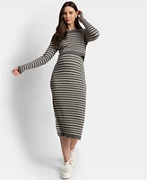 Seraphine Women's Soft-Stretch Ribbed Sweater Midi Dress