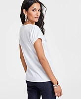 I.n.c. International Concepts Women's Cotton Embellished-Star Tee, Created for Macy's