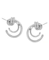 Steve Madden Rhodium Double Knot Hoop Earrings