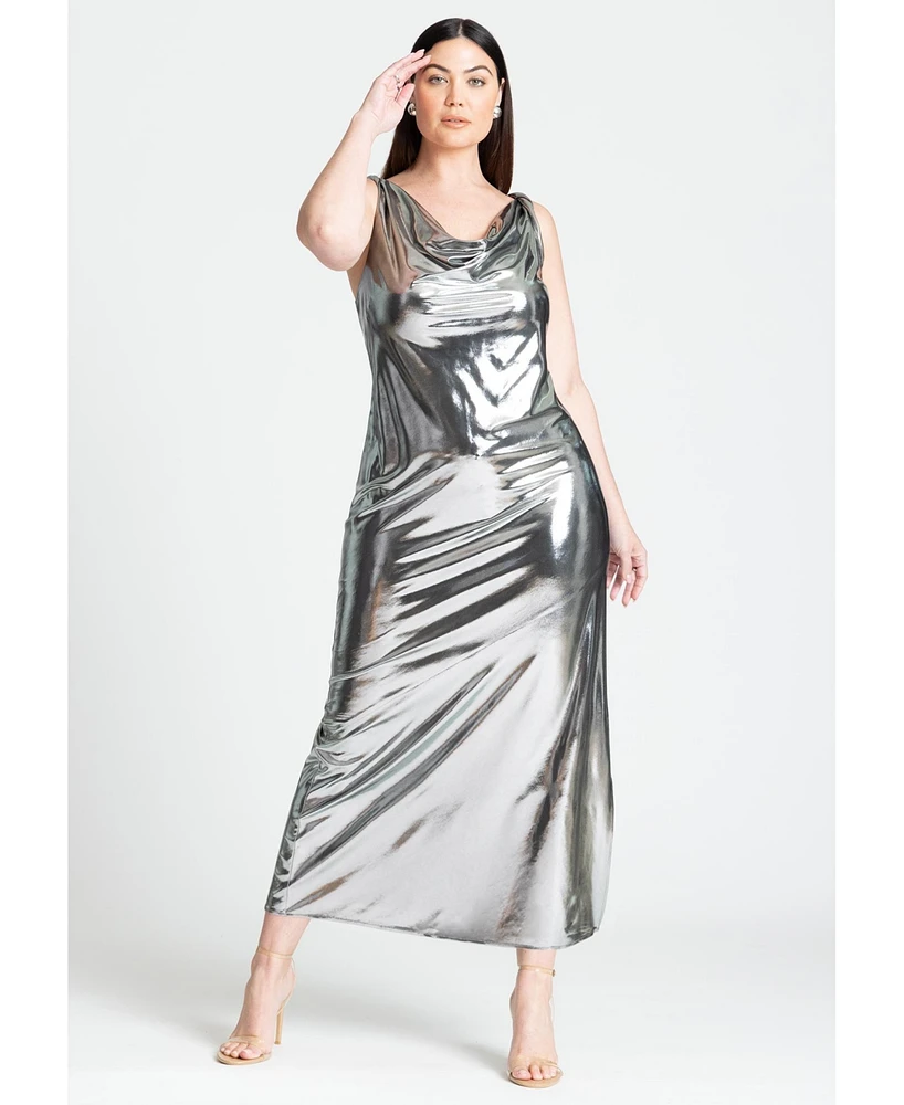 Eloquii Plus Size Metallic Cowl Dress