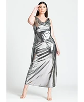 Eloquii Plus Size Metallic Cowl Dress