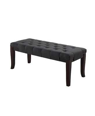 Tufted Bench, Fabric, Gray