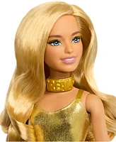 Barbie Fashionistas 65th Anniversary Doll 222, Petite with Blonde Wavy Hair, Golden Jumpsuit - Multi