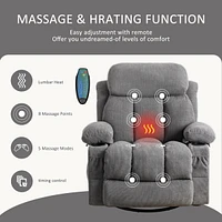 Streamdale Furniture Massage Function Sofa with 360° Swing, Heating, Usb, and Cup Holders