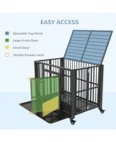 Streamdale Furniture Heavy-Duty Foldable Dog Cage Durable, Accessible, Mobile & Easy-to-Clean