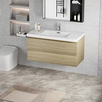 42" Wall-Mounted Vanity with Resin Sink & Drawers