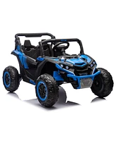 Streamdale Furniture 24V Kids Utv w/Remote, 4-Wheel Suspension, Anti-Collision Bar, Storage, Music, Bluetooth