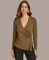 Donna Karan New York Women's Long-Sleeve Faux-Wrap Top