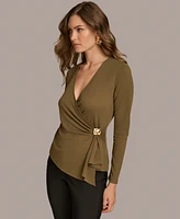 Donna Karan New York Women's Long-Sleeve Faux-Wrap Top