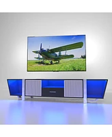 Streamdale Furniture Biplane Shape Led Tv Stand with Remote Control Lights