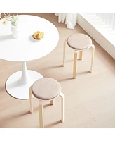 Set of 4 Stackable Wood Stools for Dining, Kitchen, Classroom (Coffee)