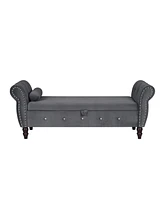 Streamdale Furniture 63.38" Velvet Storage Ottoman Bench with Crystal Buckle