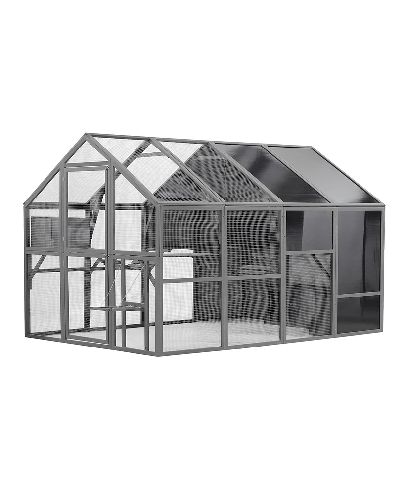 Streamdale Furniture Spacious Outdoor Cat Enclosure with Uv Protection and Play Areas