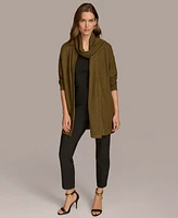 Donna Karan New York Women's Micro-Sequin Scarf Neck Cardigan